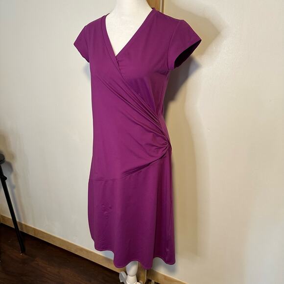 Athleta purple short sleeve wrap midi dress size S - Picture 4 of 12